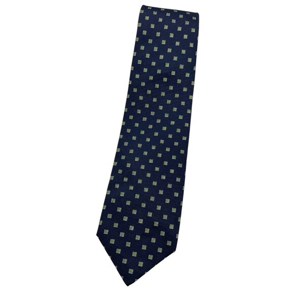 NEW BARBA 7fold Men's 100% Silk Necktie LUXURY Tie Blue Geometric W:3.6" EUC